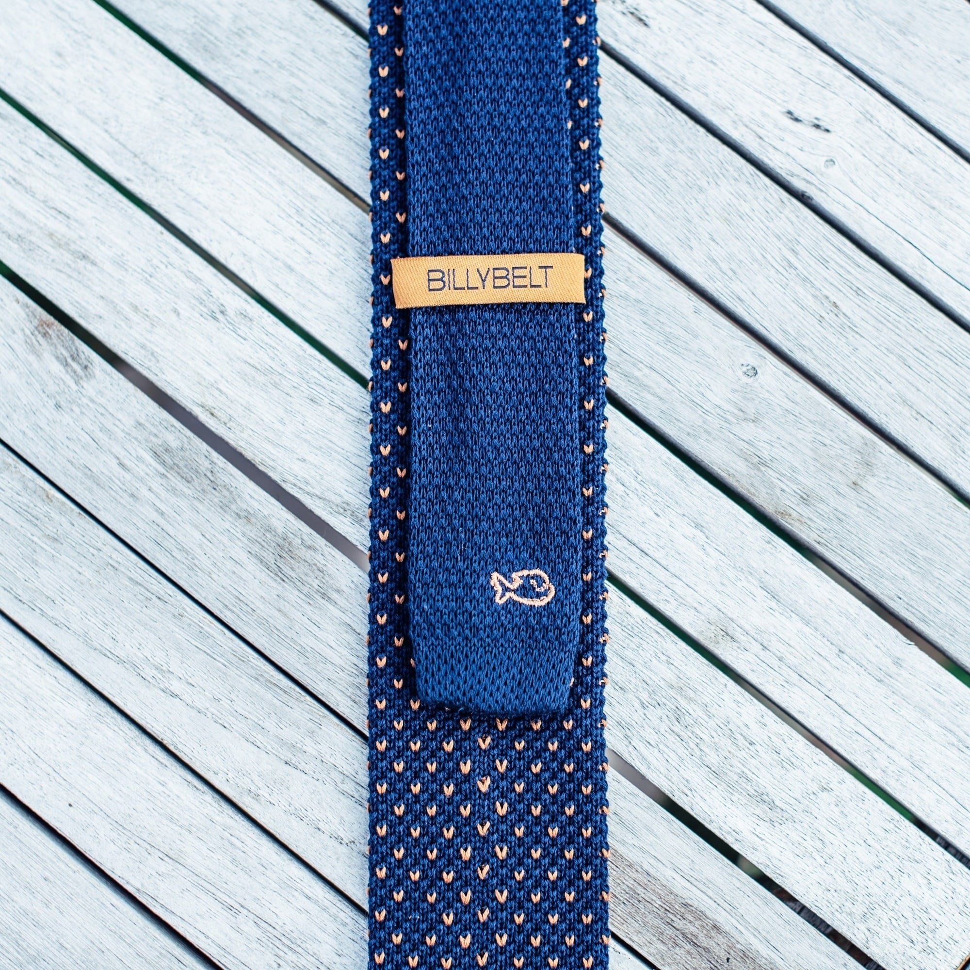 Knitted tie Navy and camel