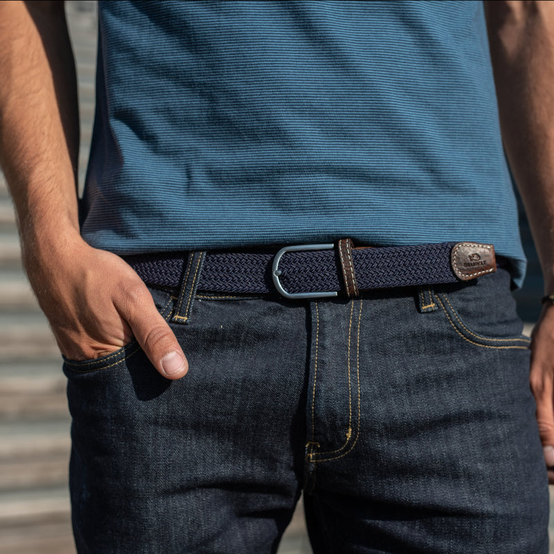 Elastic woven belt Navy blue  