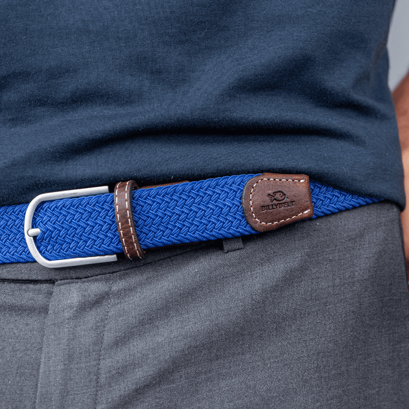 Elastic woven belt Royal blue