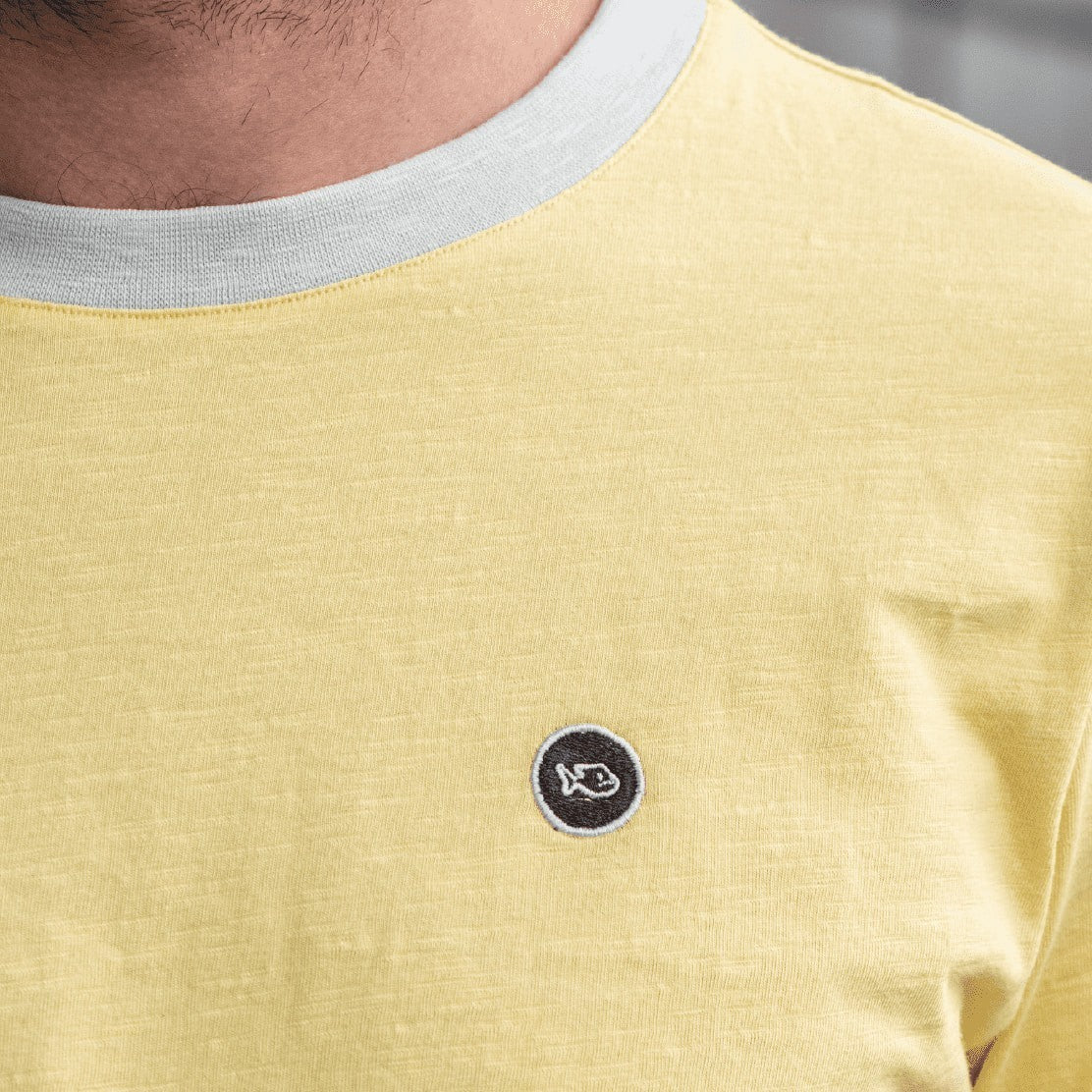 T-shirt flammé jaune  en coton biologique - 220gr