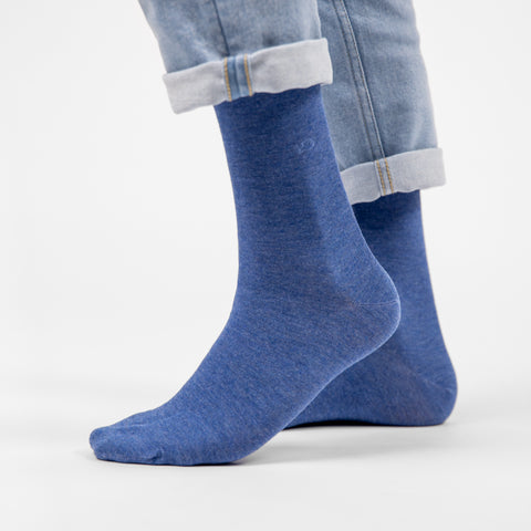 Socks in bamboo Plain - Mottled jean blue