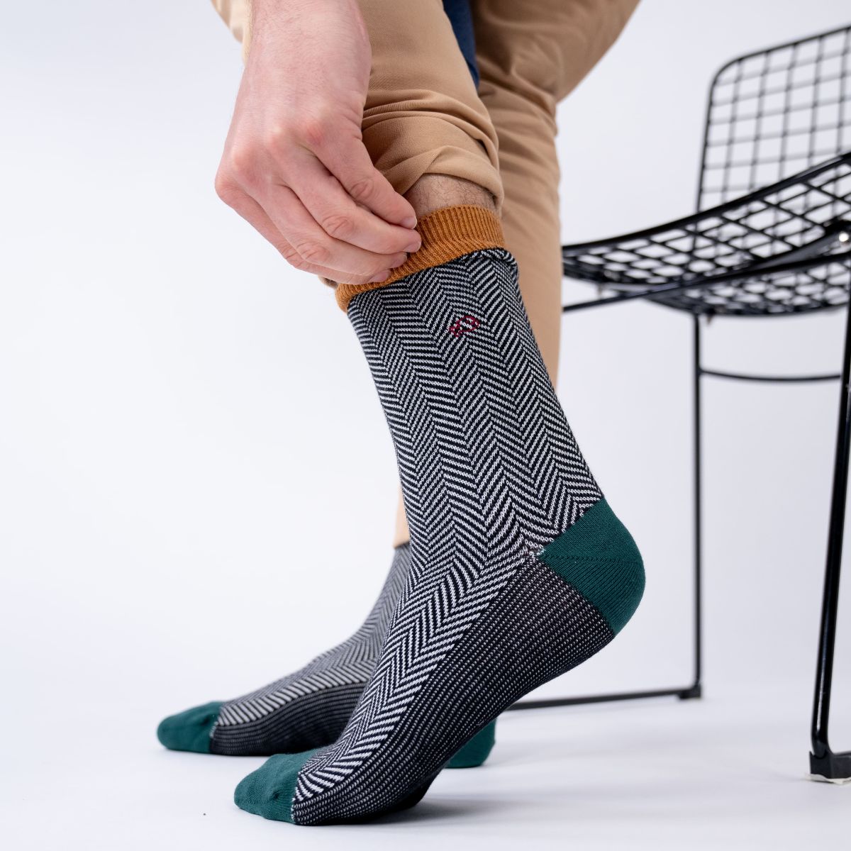 Socks in combed cotton Herringbone - Sherwood