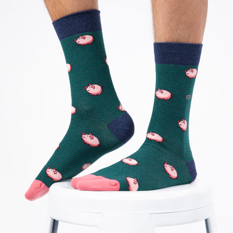 Socks in combed cotton Animals - Pig