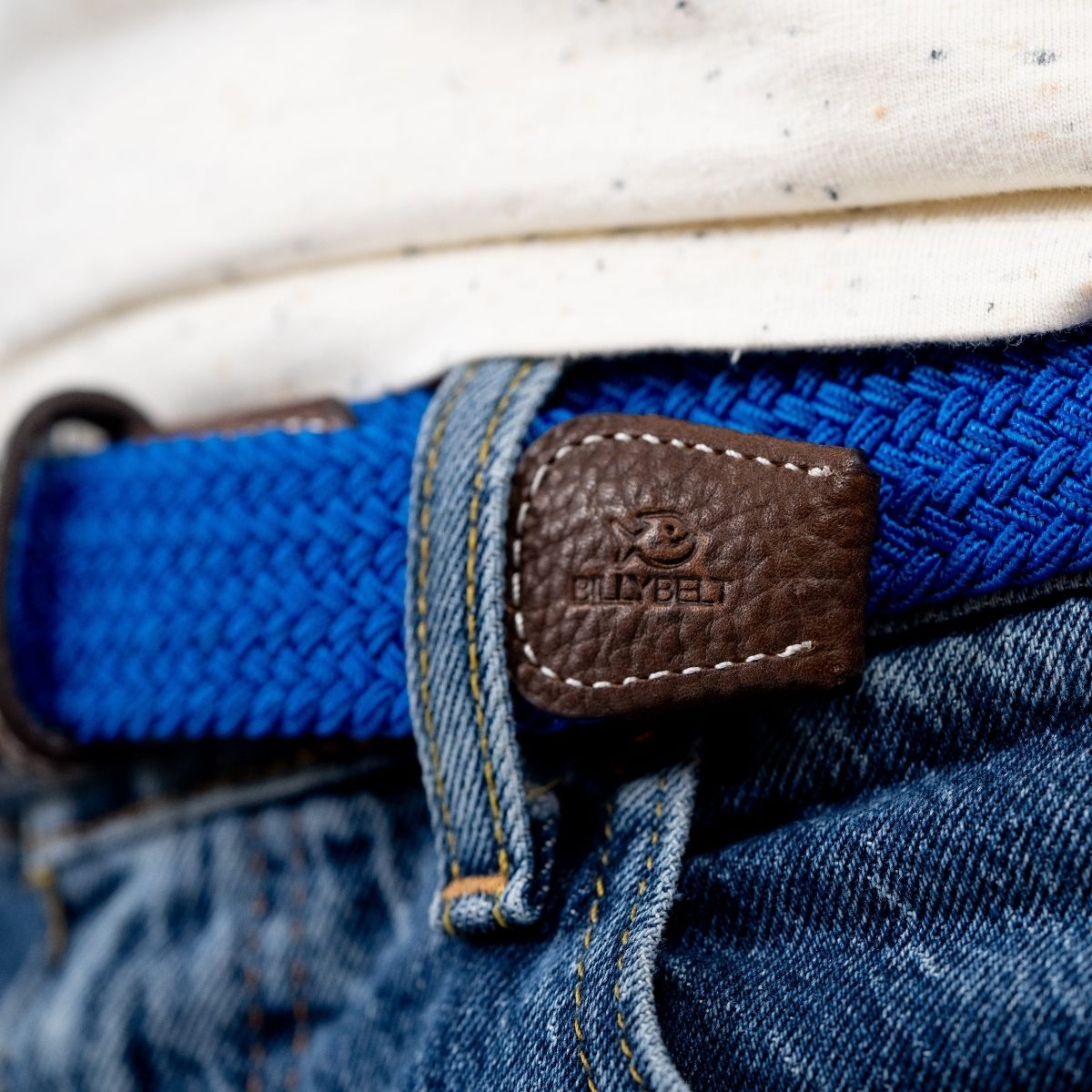 Elastic woven belt Greek blue