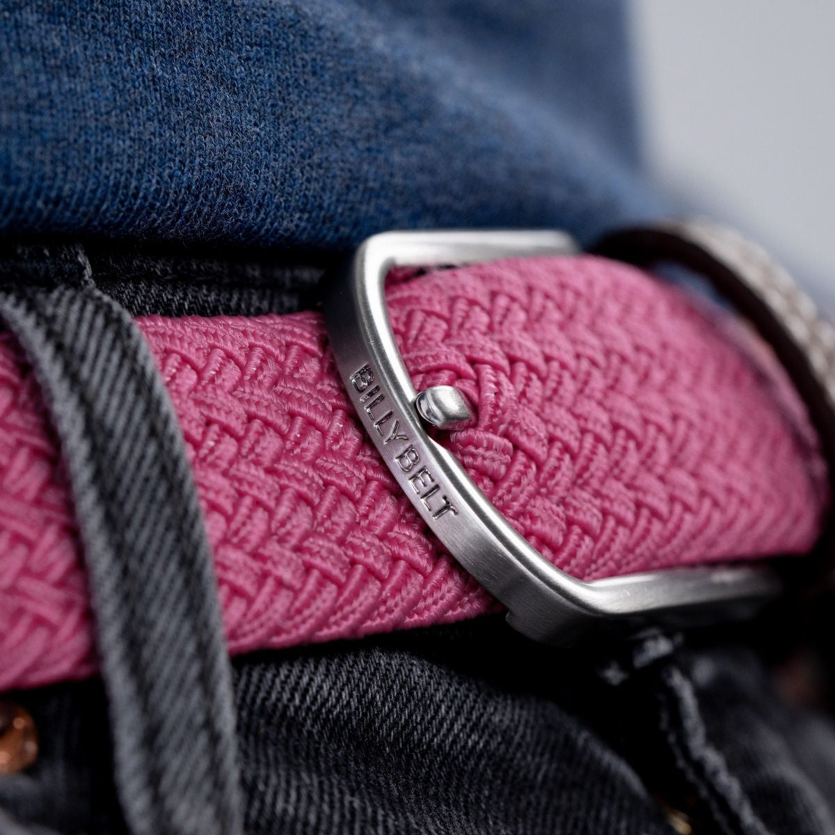 Elastic woven belt Pink magenta