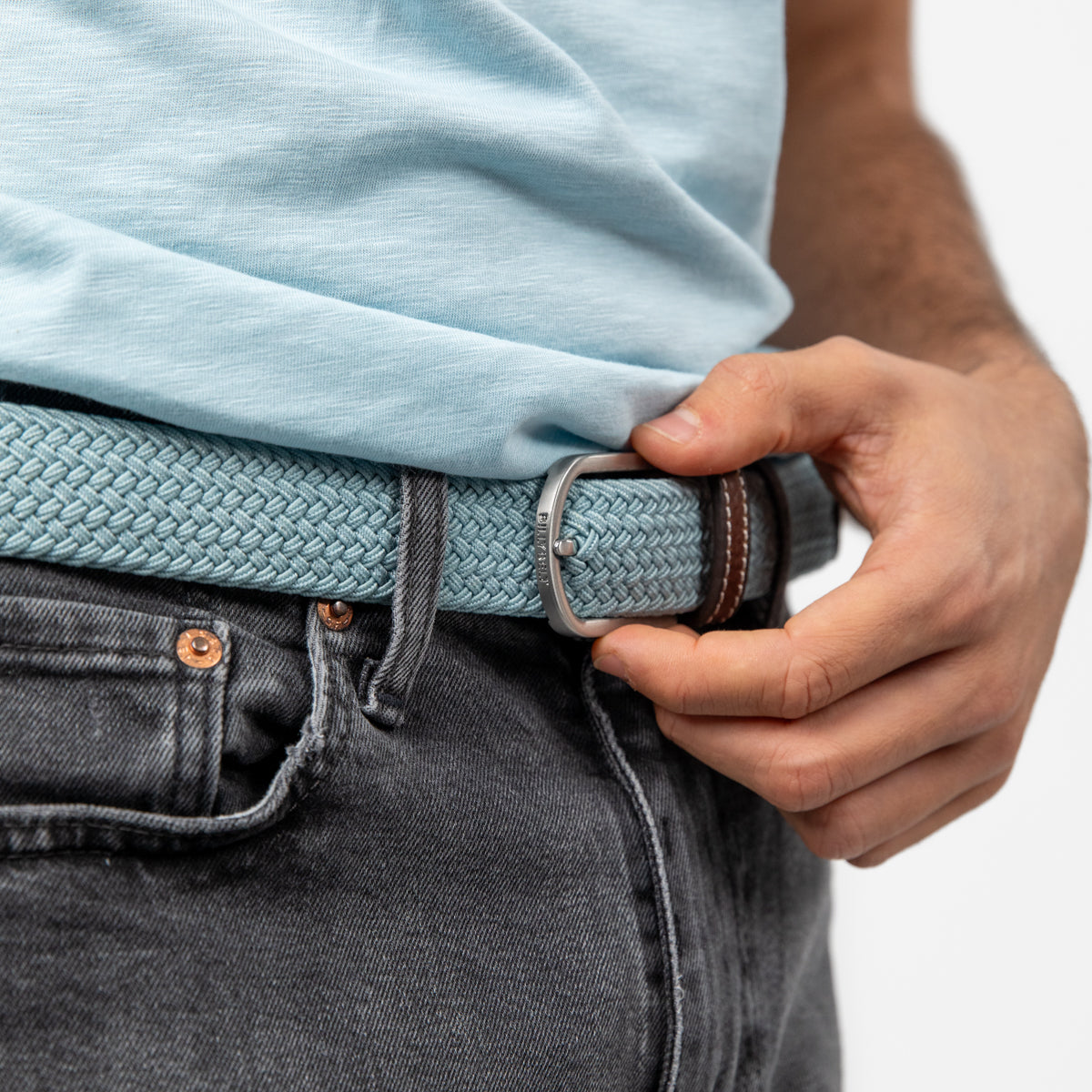 Elastic woven belt Cloud blue