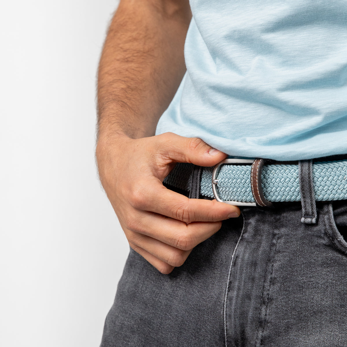 Elastic woven belt Cloud blue