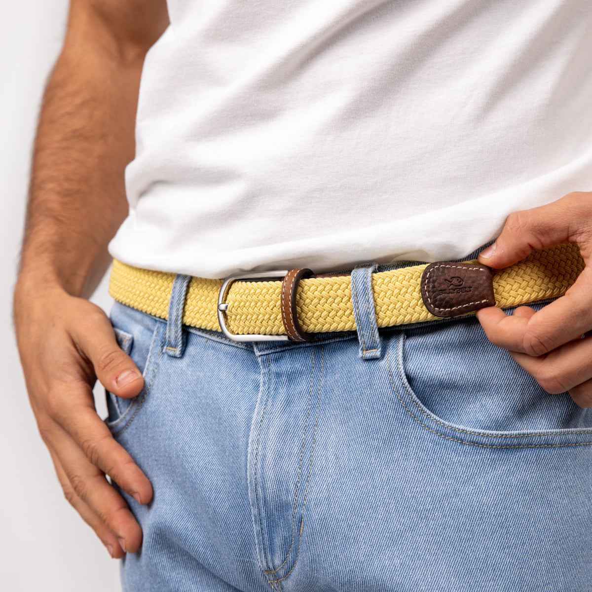 Ceinture tressée élastique Jaune topaze