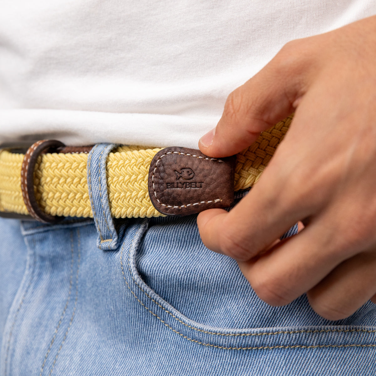 Ceinture tressée élastique Jaune topaze