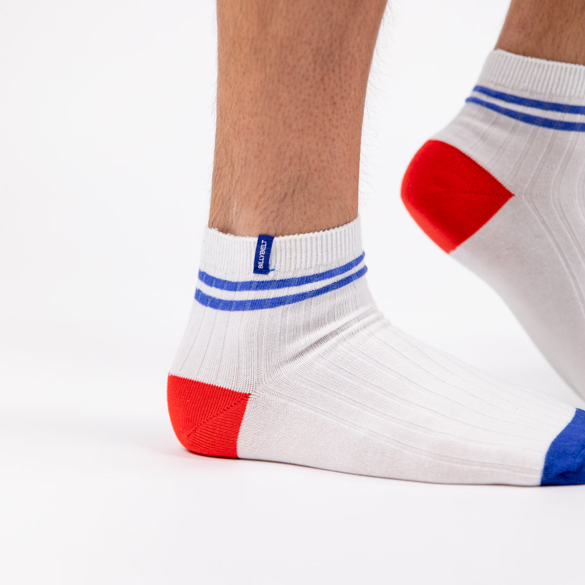 Socks in combed cotton Mid-cuts - White, blue striped