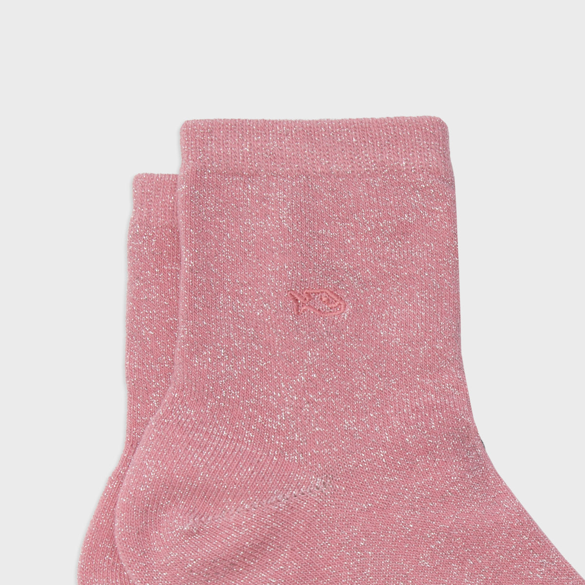 Glitter socks in combed cotton Plain - Peach pink