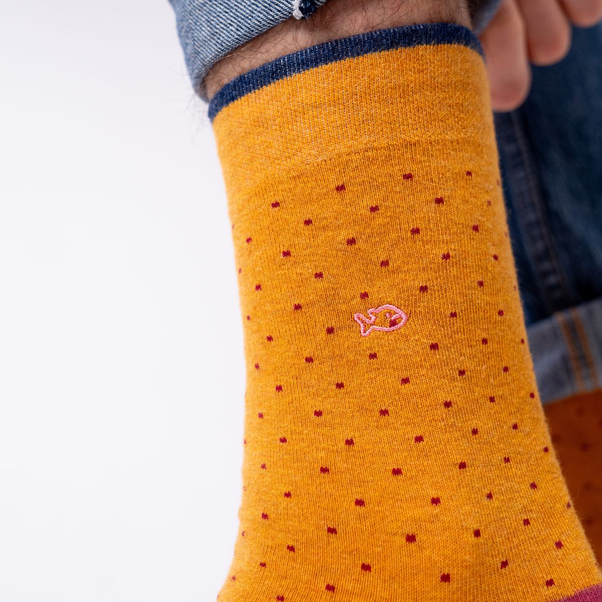 Chaussettes en coton peigné Square - Safran