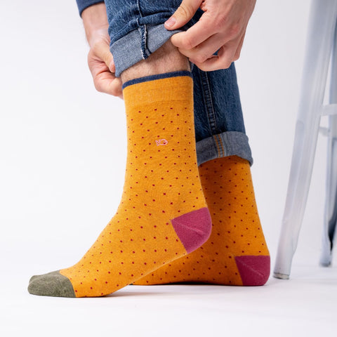 Chaussettes en coton peigné Square - Safran