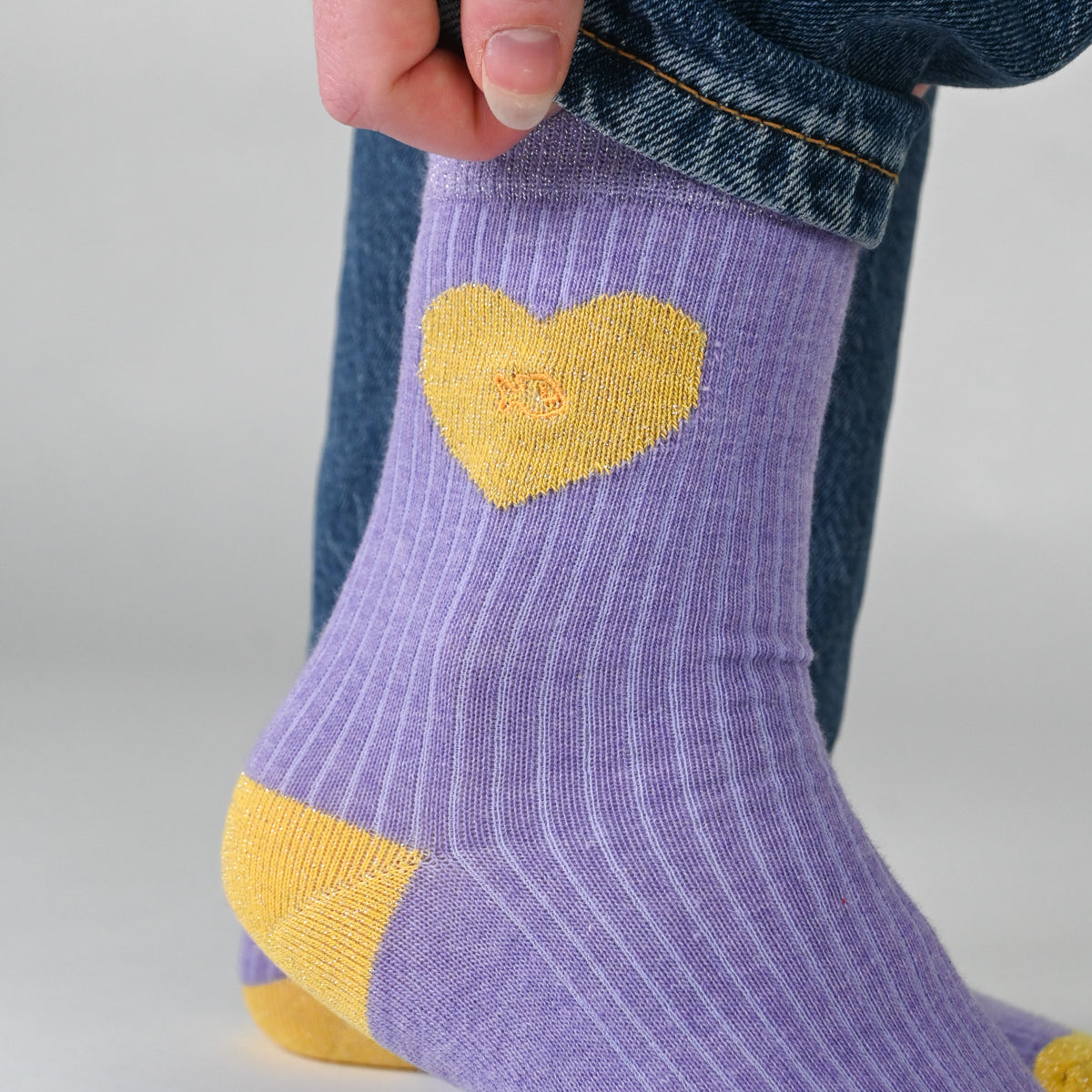 Socks in combed cotton Heart - Purple