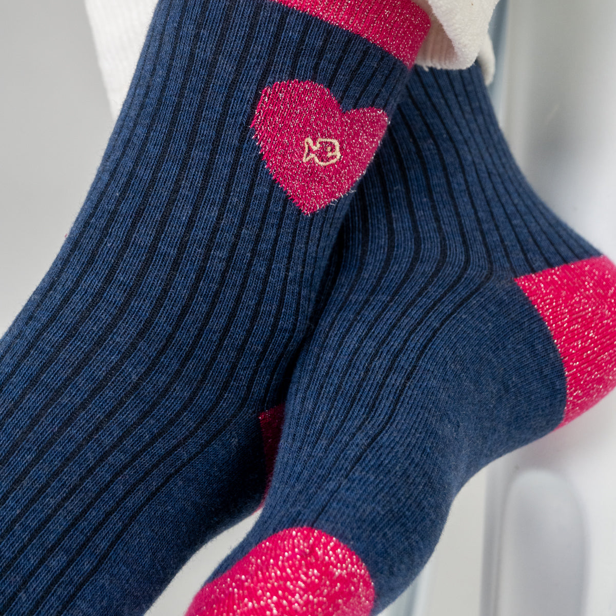 Socks in combed cotton Heart - Navy blue