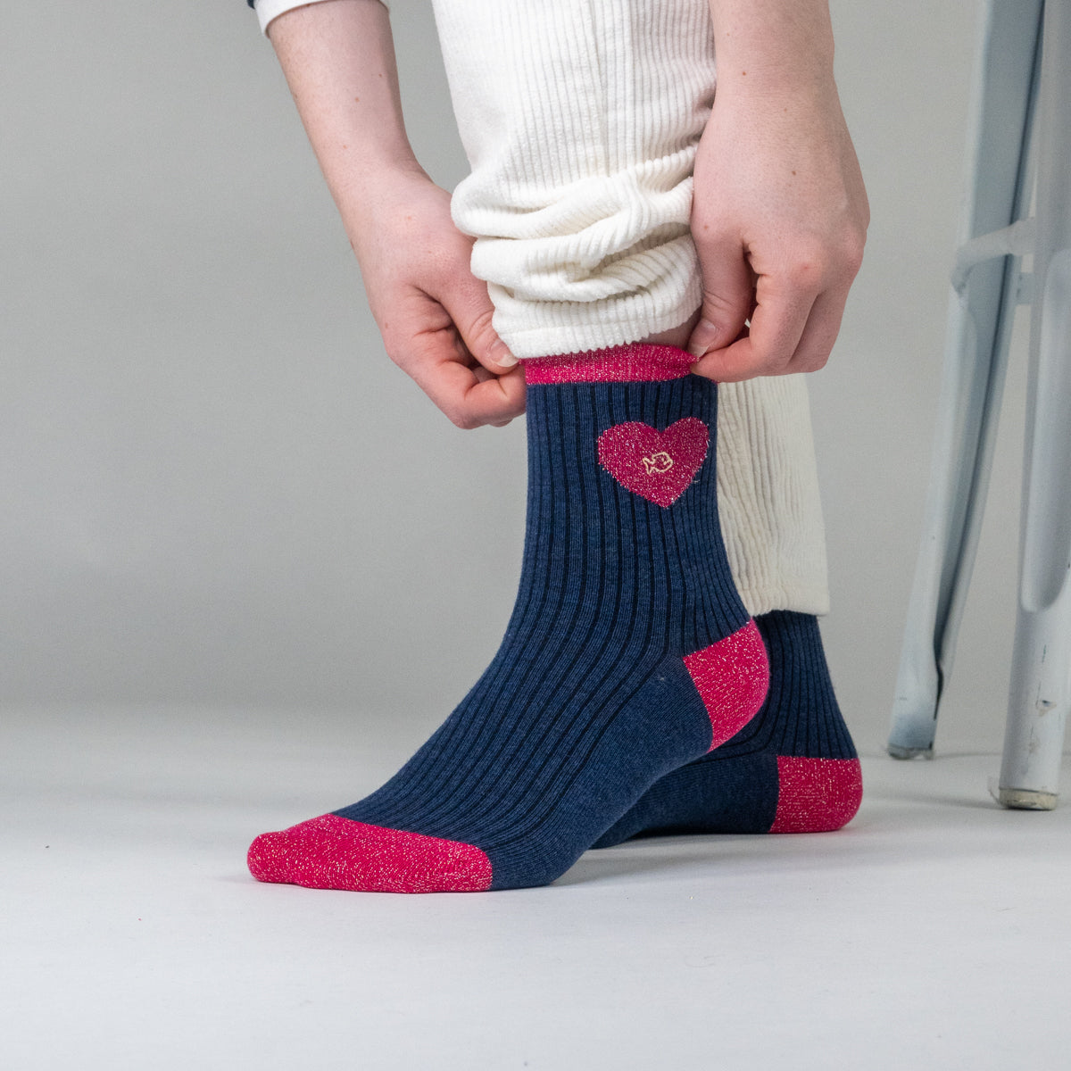 Socks in combed cotton Heart - Navy blue