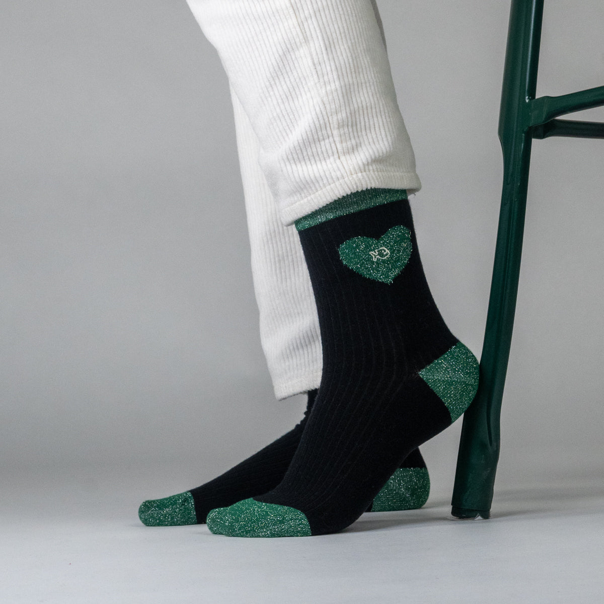 Chaussettes en coton peigné Coeur - Noir