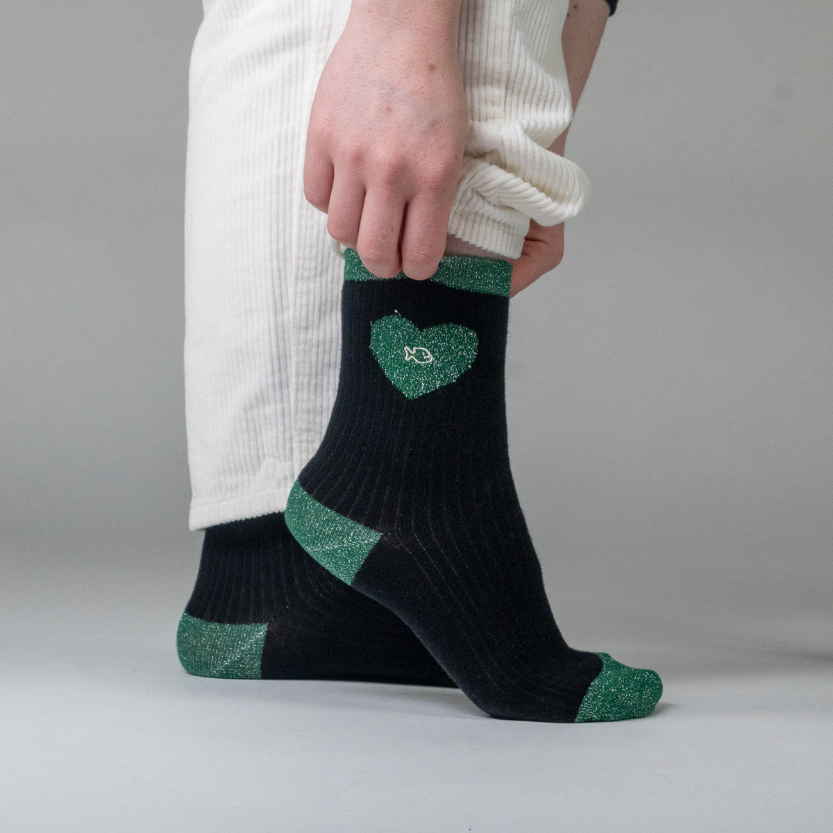 Socks in combed cotton Heart - Black