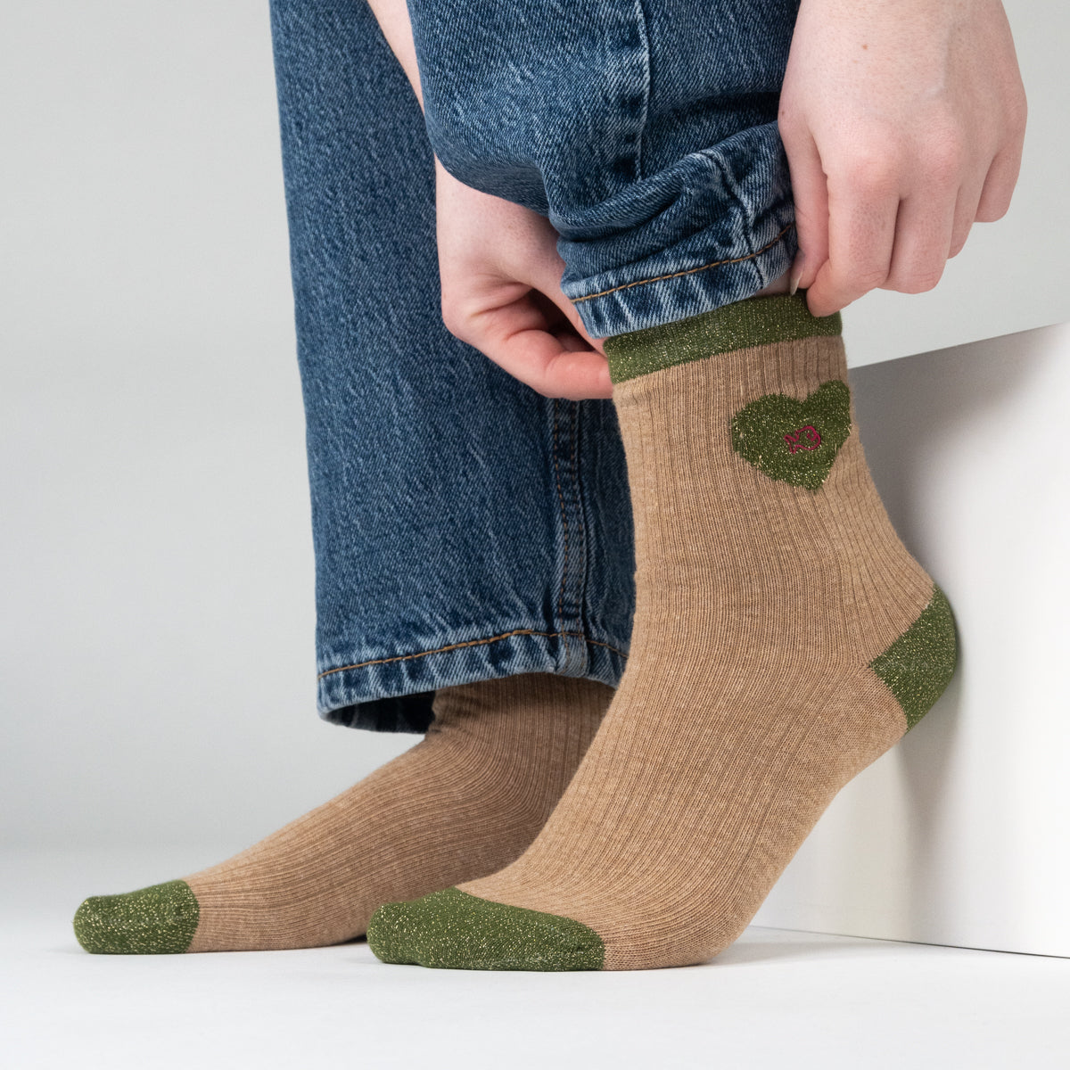 Socks in combed cotton Heart - Beige