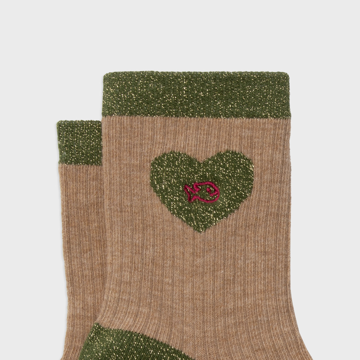 Chaussettes en coton peigné Coeur - Beige