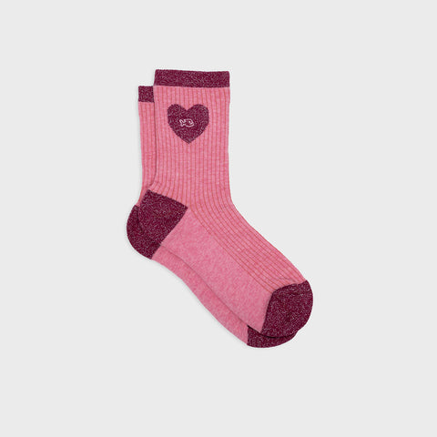 Socks in combed cotton Heart - Light pink and pink