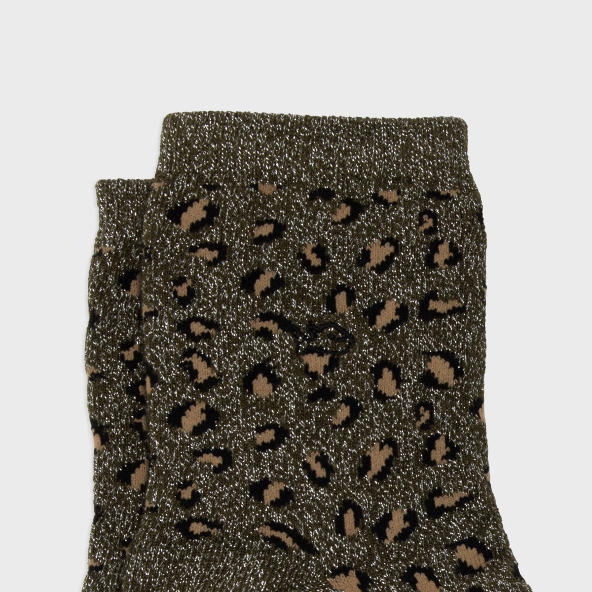 Glitter socks in combed cotton Leopard - Khaki