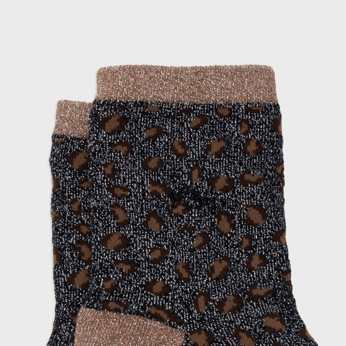 Socks in combed cotton Leopard - Navy and brown