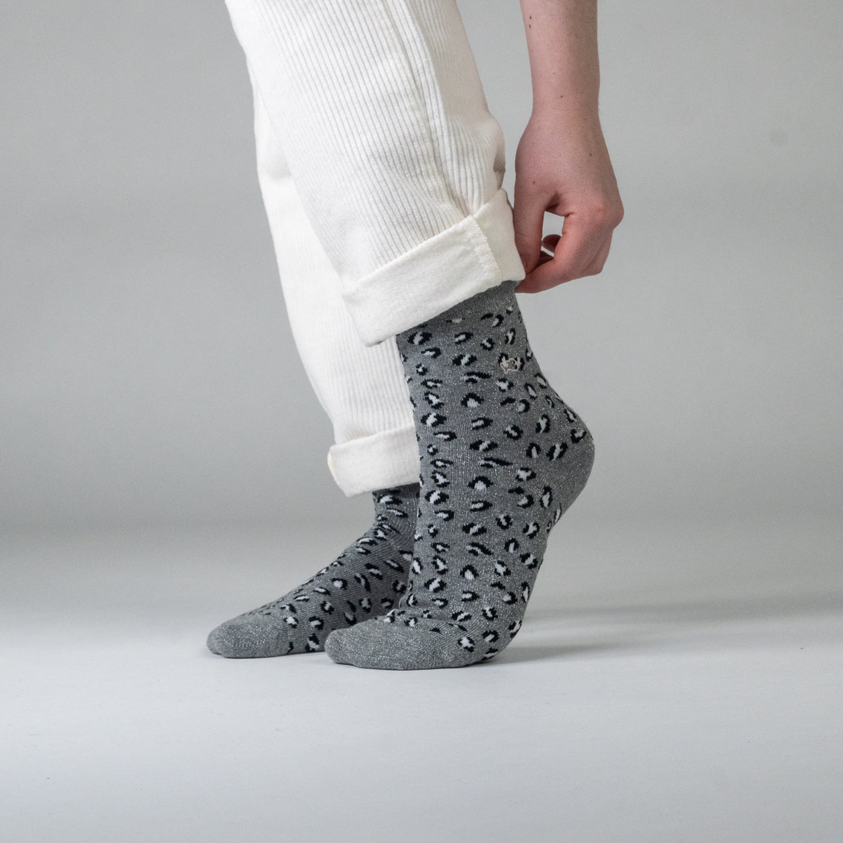 Socks in combed cotton Leopard - Grey