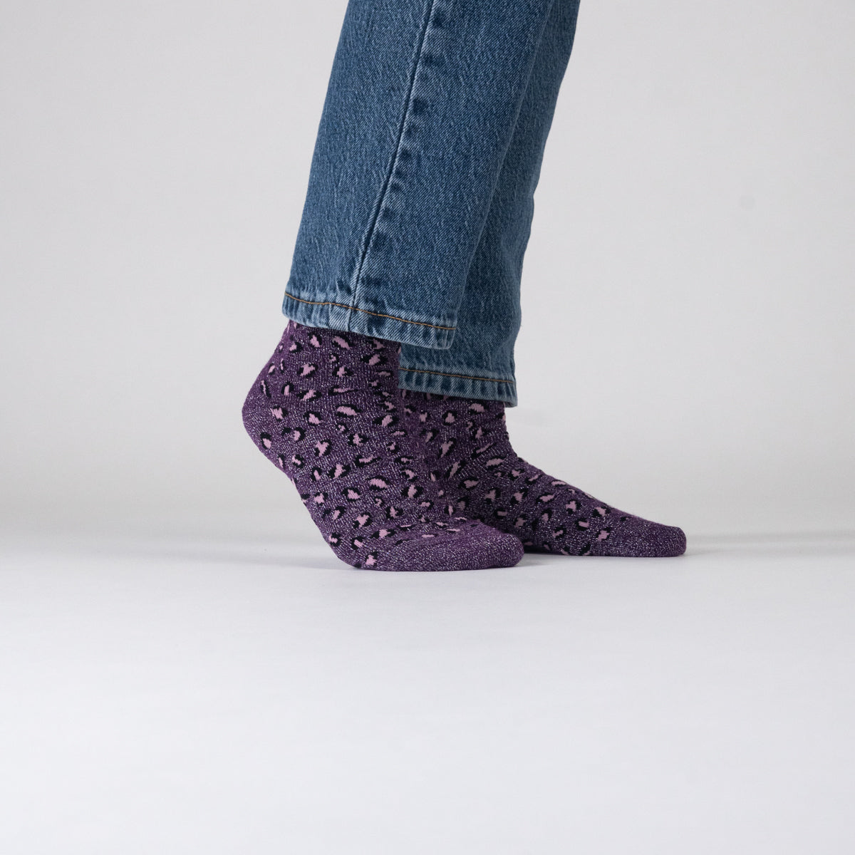 Socks in combed cotton Leopard - Plum