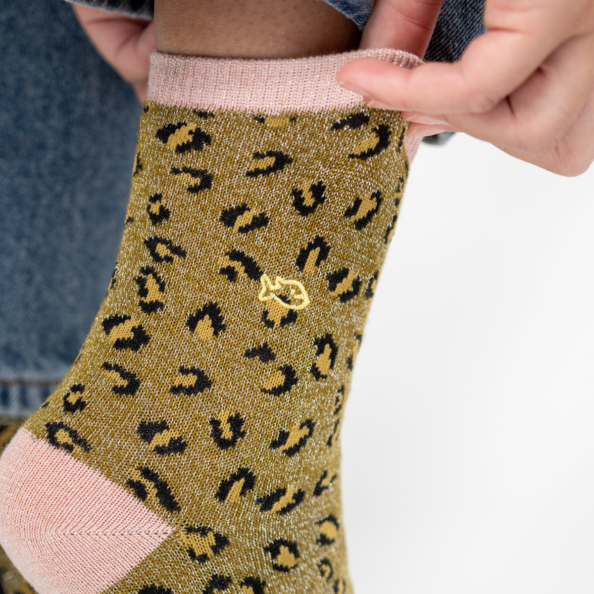 Socks in combed cotton Leopard - Olive green