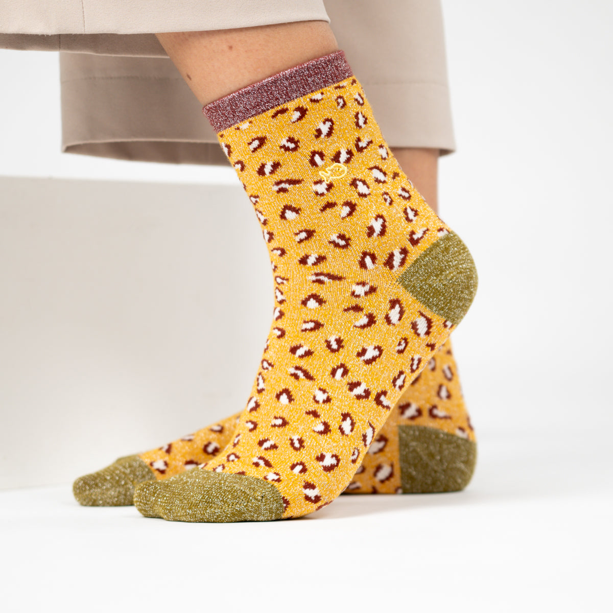 Socks in combed cotton Leopard - Yellow