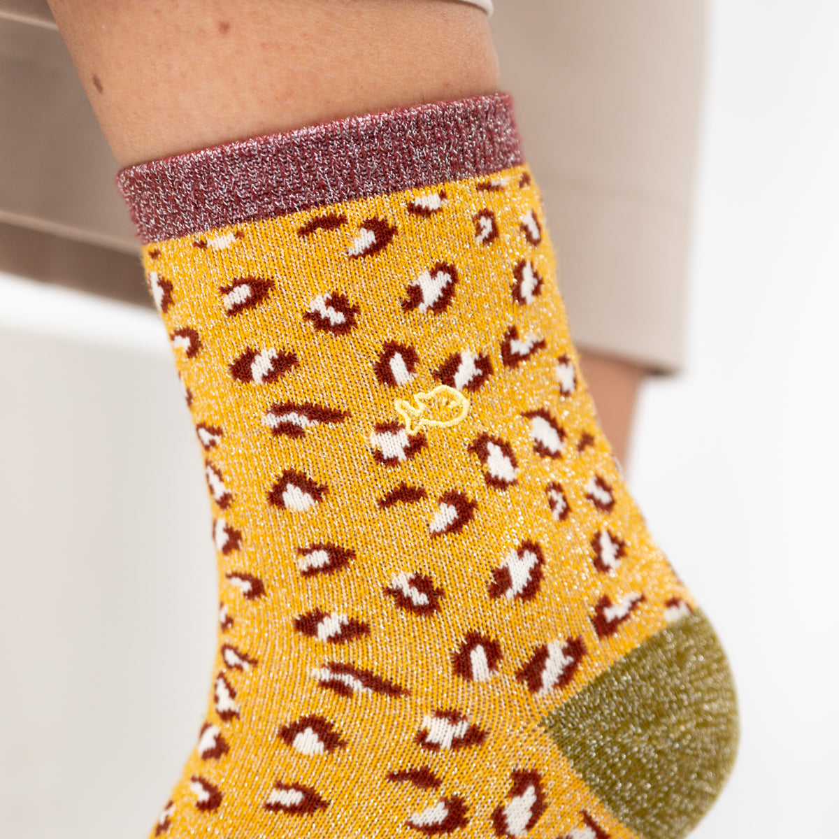 Socks in combed cotton Leopard - Yellow