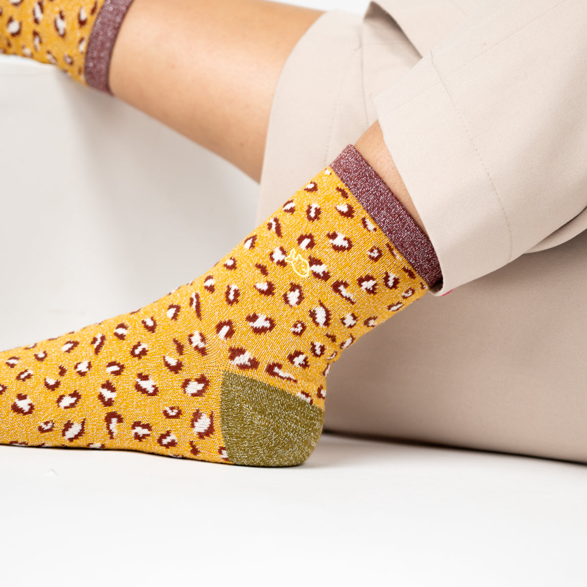 Socks in combed cotton Leopard - Yellow