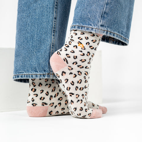 Socks in combed cotton Leopard - White