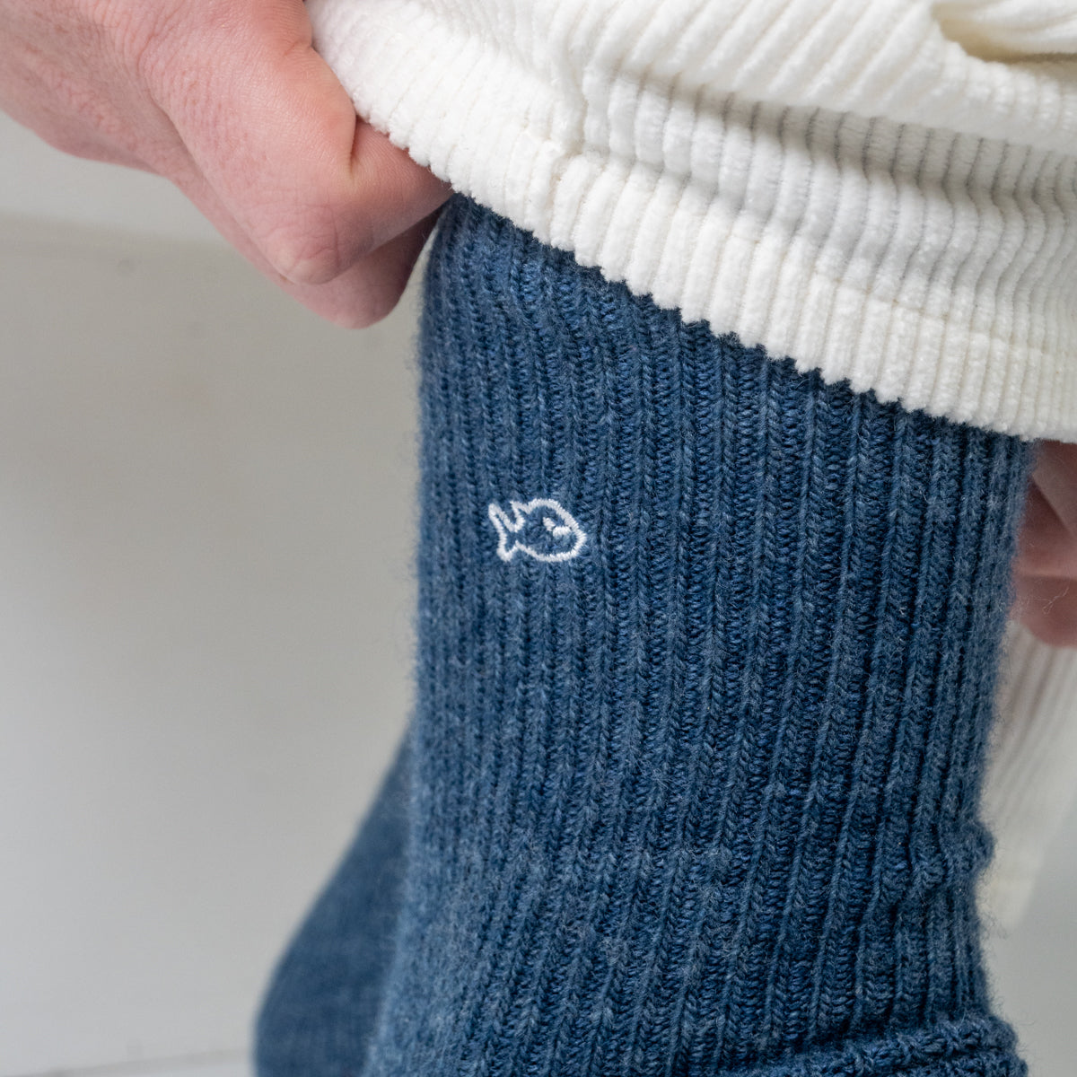 Chaussettes en laine avec angora Bleu chiné