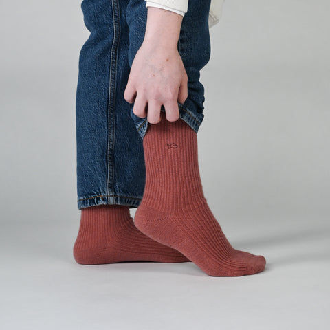 Chaussettes en laine avec angora Bois de rose