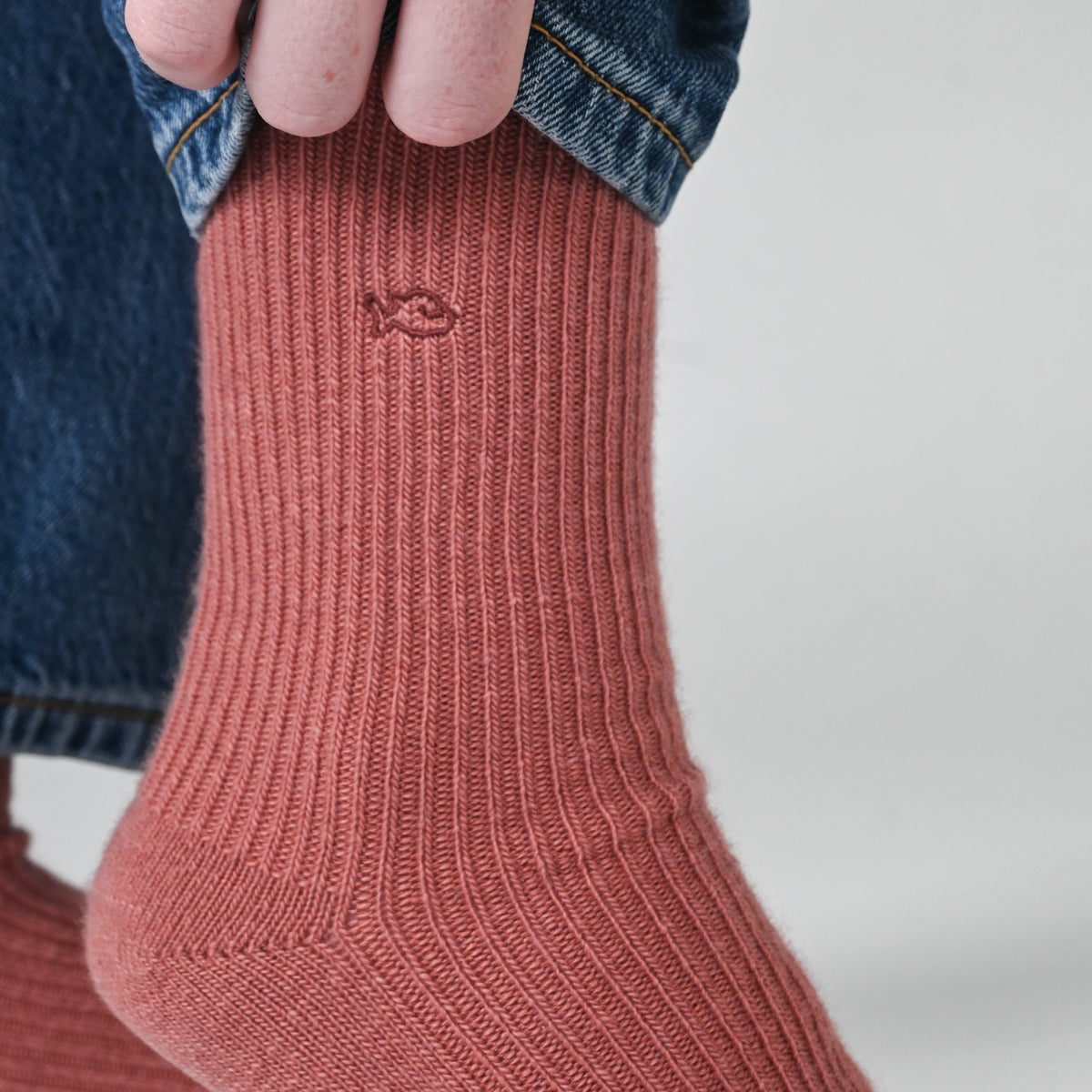 Chaussettes en laine avec angora Bois de rose