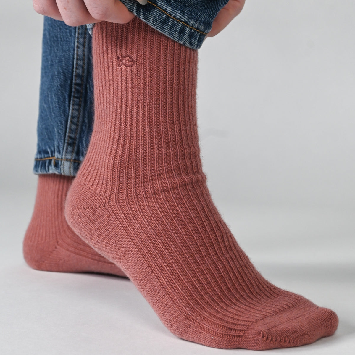 Chaussettes en laine avec angora Bois de rose