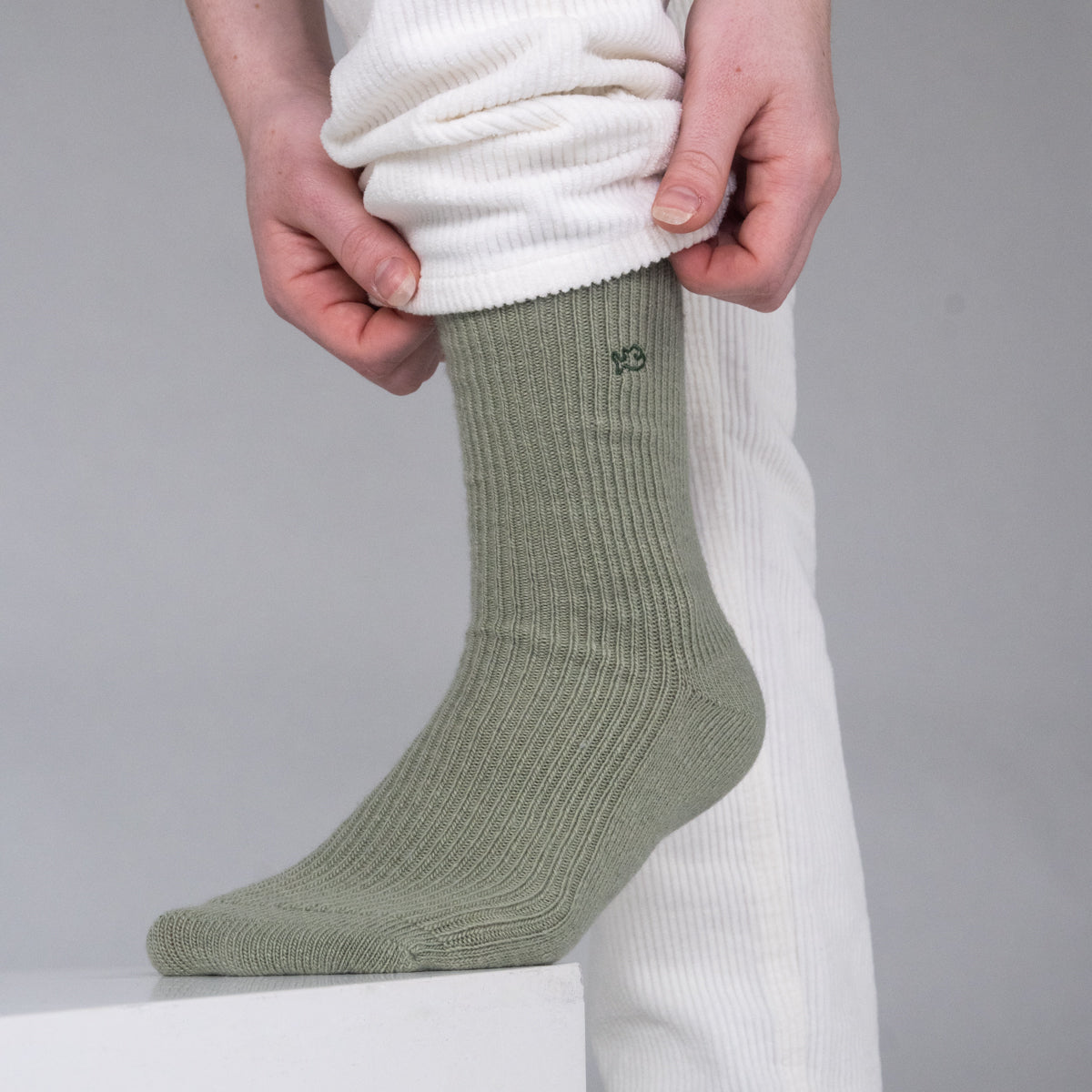 Wool socks with angora Almond green