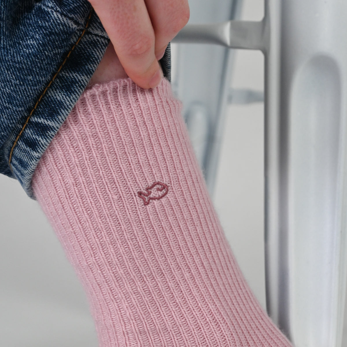 Chaussettes en laine avec angora Rose