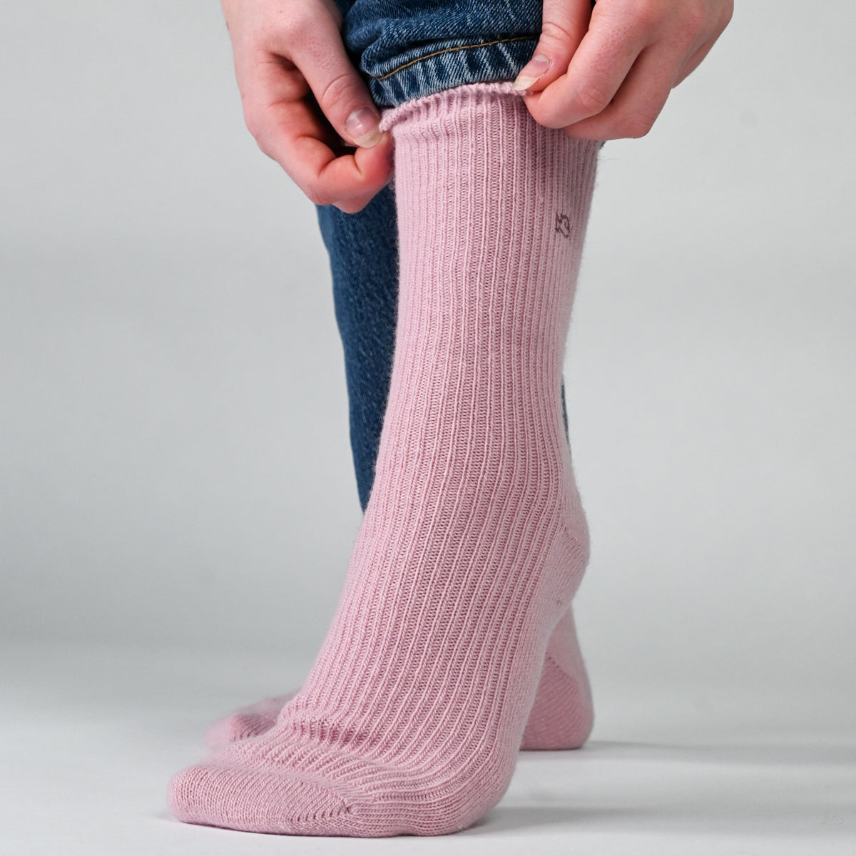 Chaussettes en laine avec angora Rose