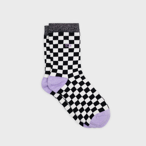 Socks in combed cotton Checked - White and black