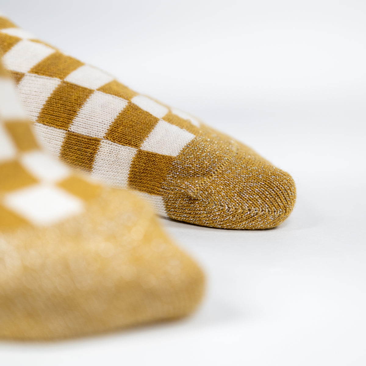 Chaussettes en coton peigné Carreaux - Jaune et blanc