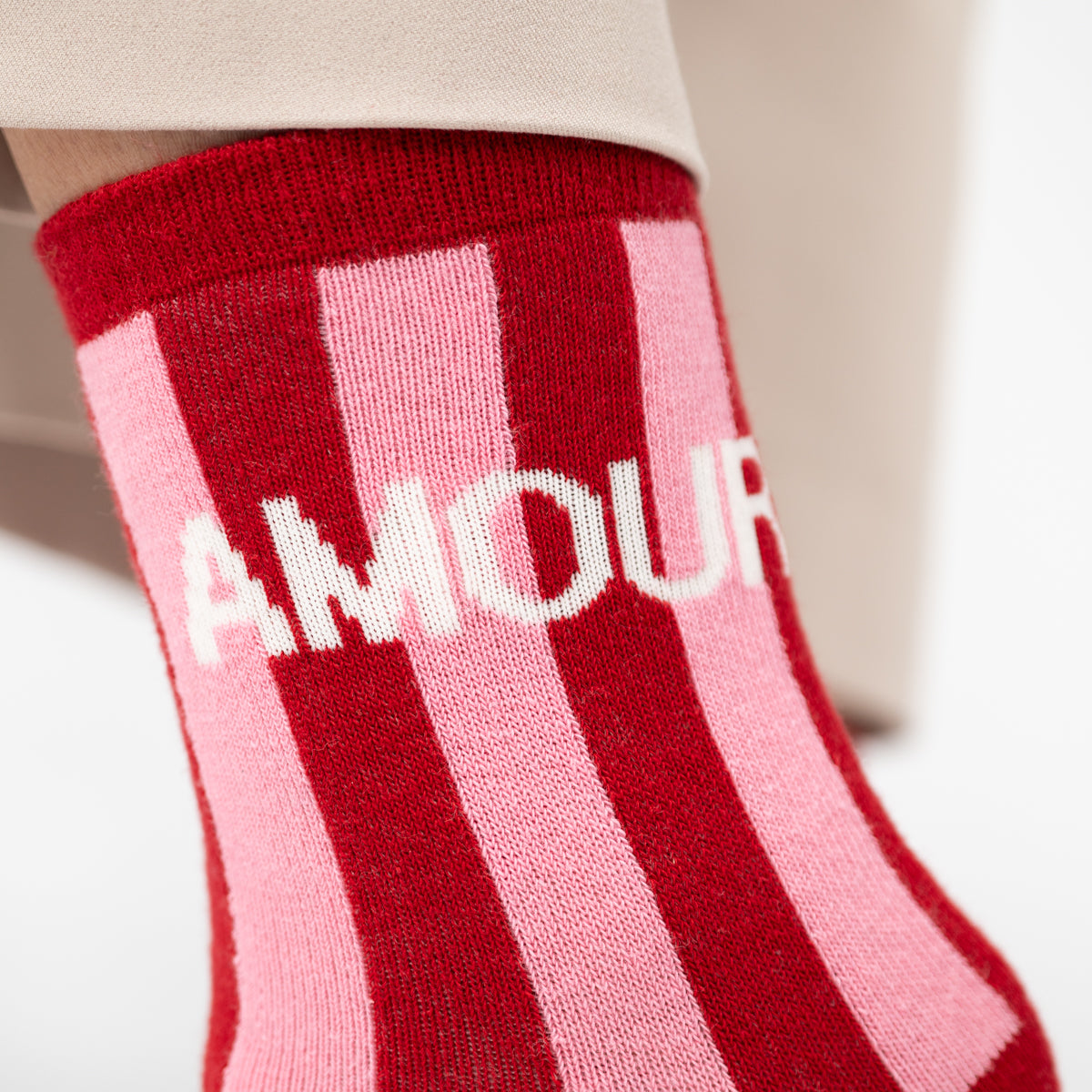 Chaussettes en coton peigné Rayées - Amour