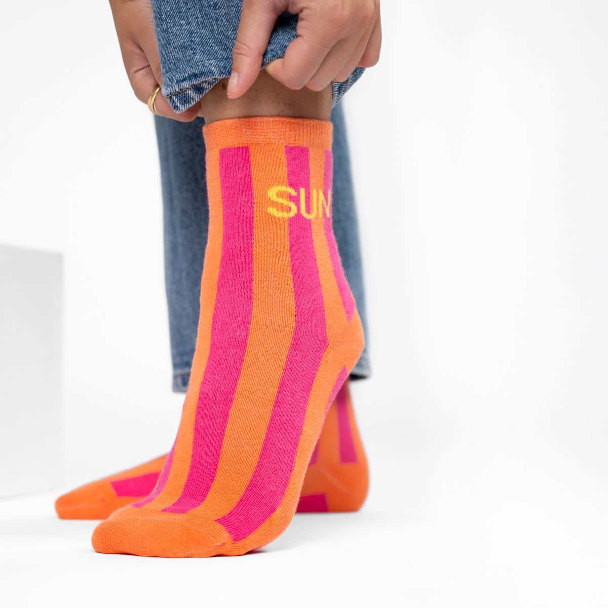 Socks in combed cotton Striped - Sun