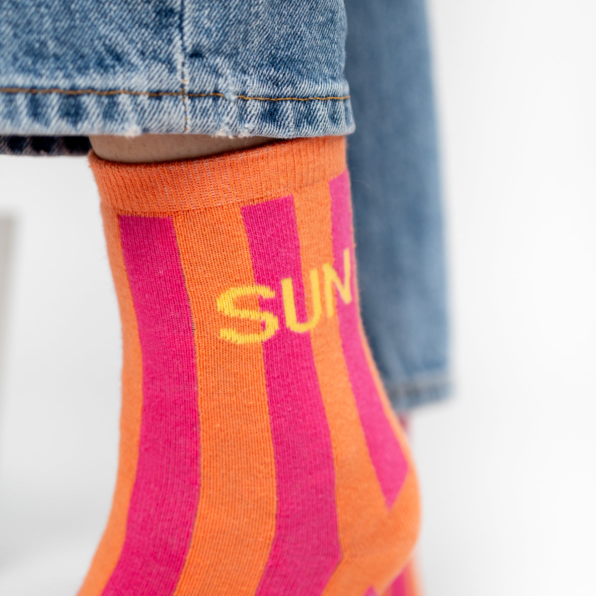 Socks in combed cotton Striped - Sun