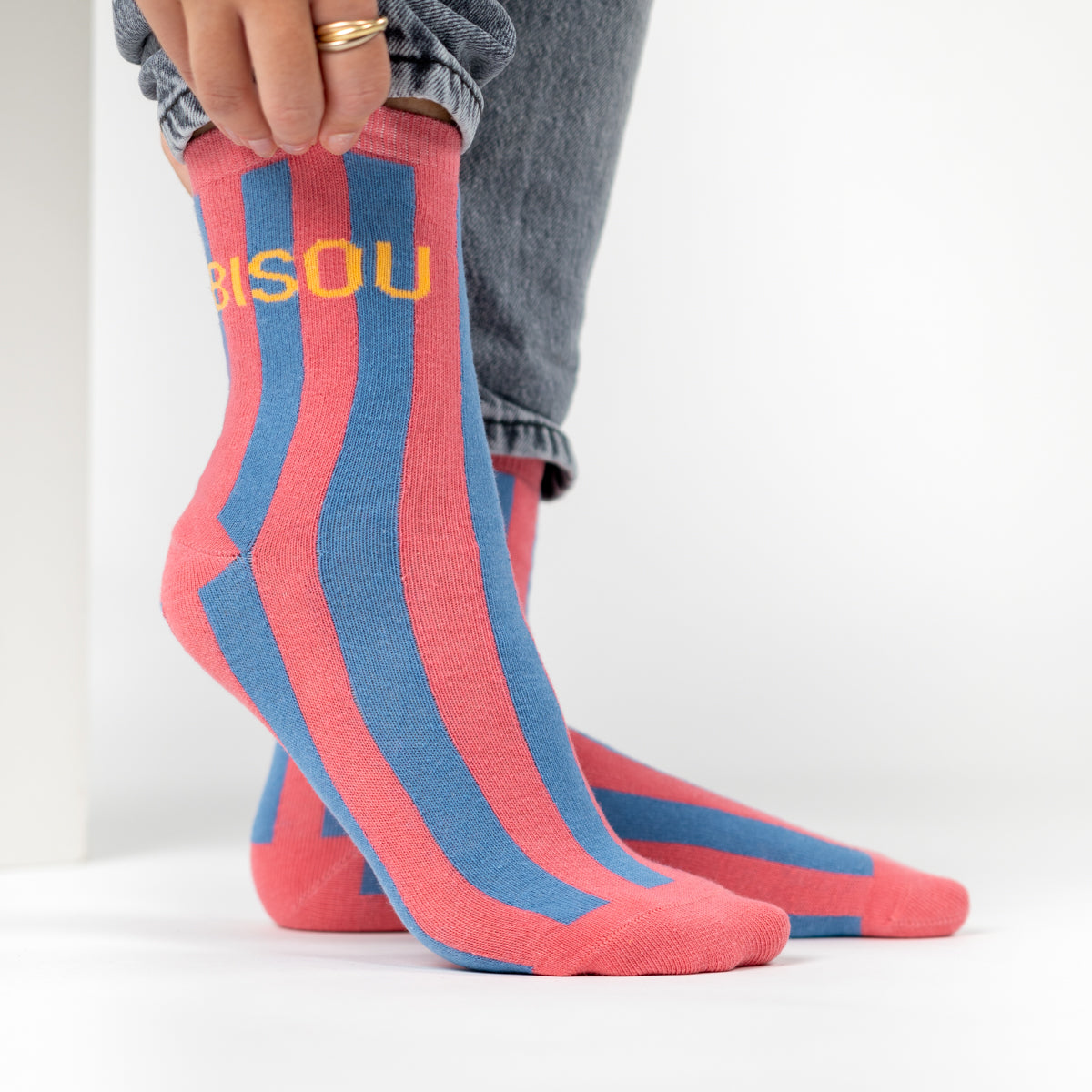 Chaussettes en coton peigné Rayées - Bisou