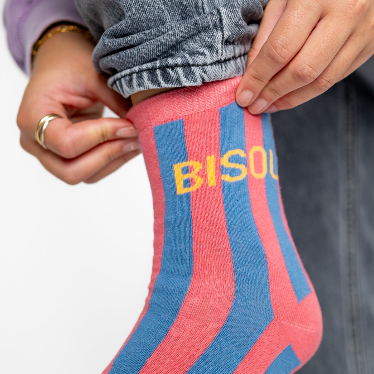 Chaussettes en coton peigné Rayées - Bisou