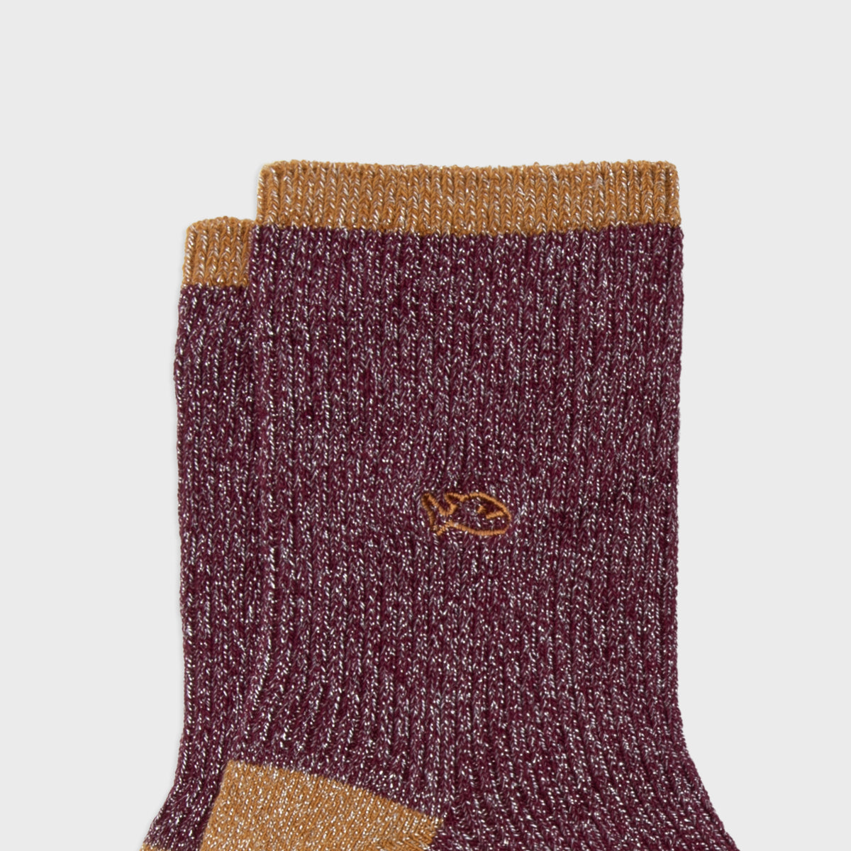 Chaussettes pailletées en coton peigné Vintage - Bordeaux