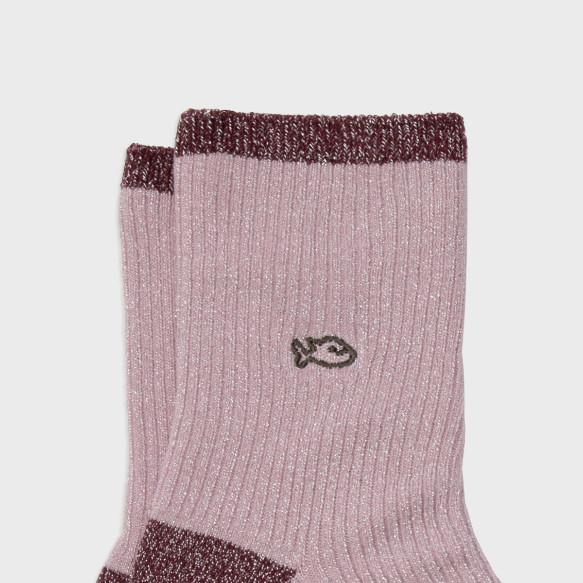 Chaussettes pailletées en coton peigné Vintage - Rose